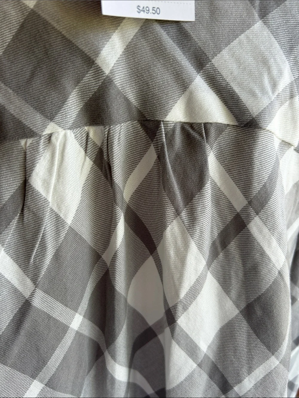 NWT XXL Kim Rogers Gray and White Plaid Button-Down Shirt